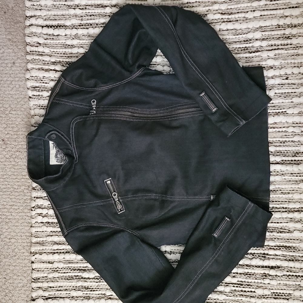 EUC 7 For All Mankind Asymmetrical Denim‎ Moto Jacket